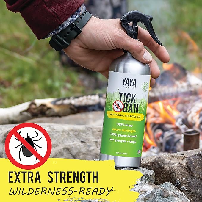Yaya Organics Tick Ban | Extra Strength Tick Repellent Made with Essential Oils and All Natural, DEET Free Ingredients | Proven Effective, Safe for Adults, Kids and Dogs | 16 Ounce (2 Pack)