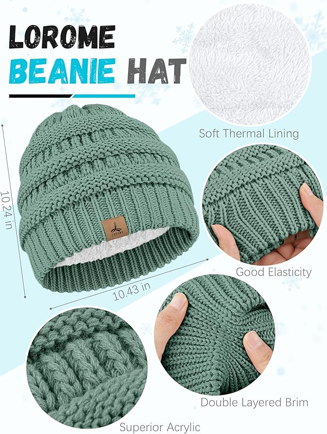 Winter Beanie Hat Scarf Gloves, Warm Fleece Knit Hats Touch Screen Gloves Neck Scarf Set Winter Gifts for Unisex Adult