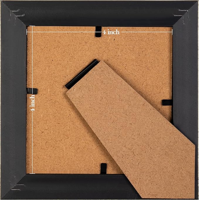 eletecpro 4x4 Picture Frames Set of 4, Ornate Vintage Photo Frames with Glass, Rustic Gold Frame Displays 4x4 Photo for Tabletop, Gold
