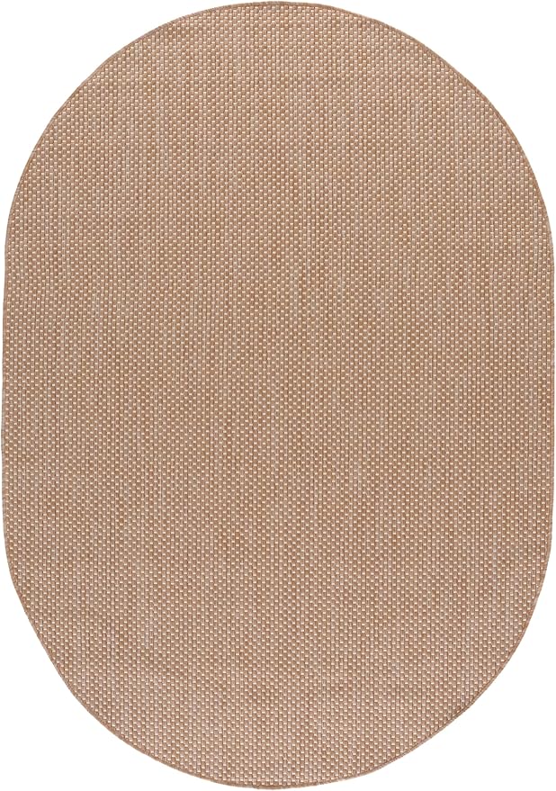 SAFAVIEH Washable Rug Outdoor Courtyard Collection - 5'3" x 7'6" Oval, Natural/Cream, Non-Shedding & Easy Cleaning, Ideal for Patio, Backyard, Mudroom (CY8521-03012)