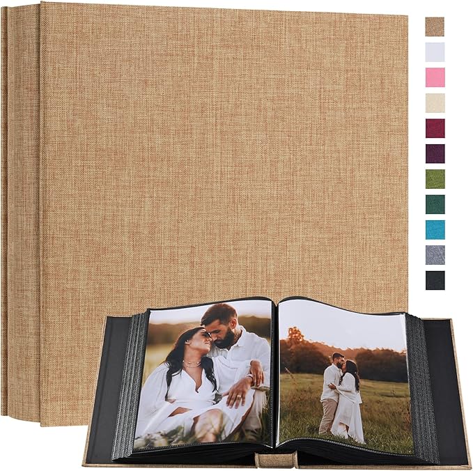 potricher Small 8x10 Photo Album 160 Pockets Linen Cover Large Capacity Picture Book for Family Wedding Anniversary and Baby (Khaki)