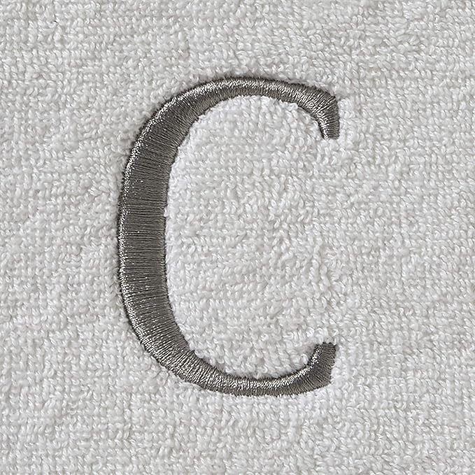 SKL Home Casual Monogram Hand Towel (2-Pack), C, 16x26, White