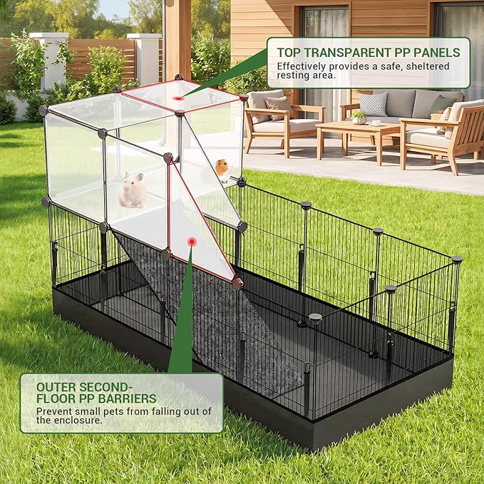 VISCOO 28 Panels Guinea Pig Cages, 48" x 24" x 28" Small Animal Playpen | Portable Metal Rabbit Bunny Cage with Waterproof Mat, C&C Cage for Guinea Pigs, Hamsters/Bunny playpen