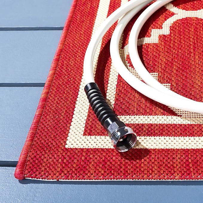 SAFAVIEH Washable Rug Outdoor Courtyard Collection - 2'3" x 16' Runner, Red & Bone, Non-Shedding & Easy Cleaning, Ideal for Patio, Entryway, Mudroom, Hallway, Kitchen (CY6918-248)