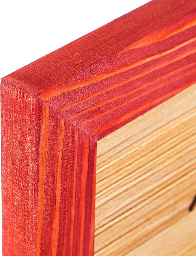 Rustic Wooden Square Picture Frames 8x8 - Set of 2-100% Natural Solid Eco Wood with Real Glass for Wall Mounting and Tabletop Photo Frame - Red
