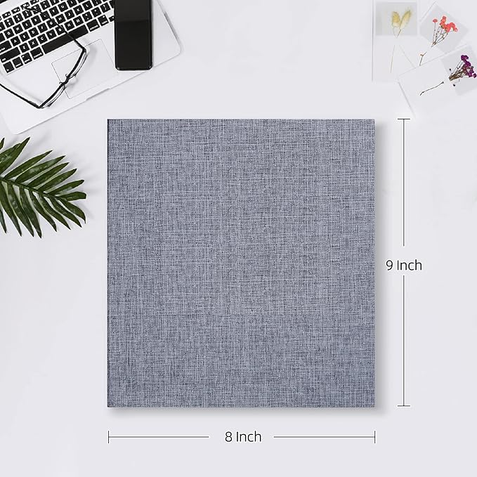 Mublalbum Small Photo Album 4x6 200 Photos Linen Cover Picture Book with Horizontal Pockets for Family Wedding Baby and Anniversary (Gray)