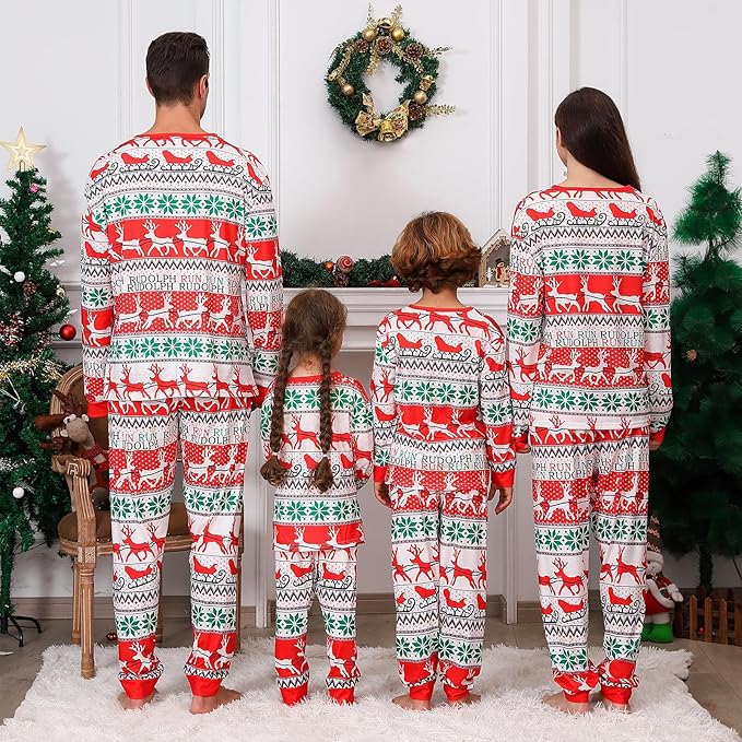 PYAEAS Matching Family Pajamas Sets Christmas PJ's Jammies Holiday Sleepwear Loungewear for Adult Women Men Xmas Outfits