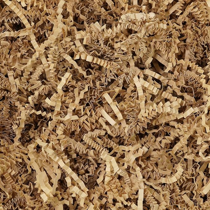 Bobobag - 1LB Crinkle Cut Paper Shred Filler Recyclable Gift Wrap Confetti Raffia Grass Shred Paper for Easter Baskets Filler Creative Eggs Decor (Brown)