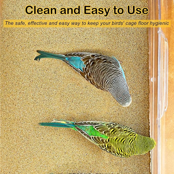 S&X Bird Cage Liners 15 x 9.5in, 30-Pack, Disposable Gravel Paper Sheets | Thick, flat gravel paper eases cleanup; gritty surface helps trim claws and beaks; pre-cut for common cagem trays