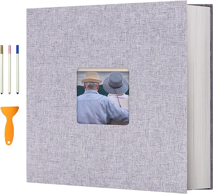 Vienrose Photo Album Self Adhesive 13x12.6 for 600 Photos Linen Scrapbook 120 Pages