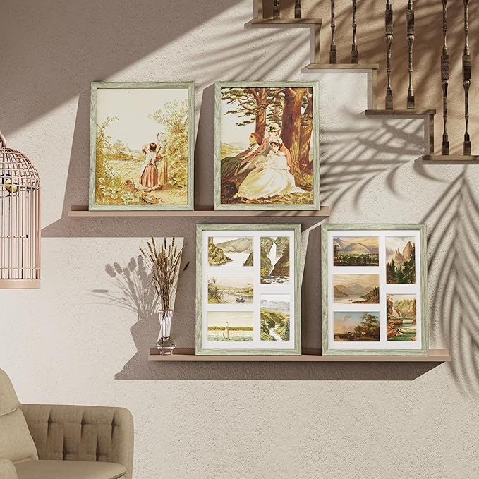 Vittanly 11x14 Collage Picture Frame, Displays 5Pcs 4x6 Pictures with Mat or 1Pcs 11x14 without Mat for Wall Mounting, Picture Frames Collage Wall Decor in Driftwood, 1 Pack