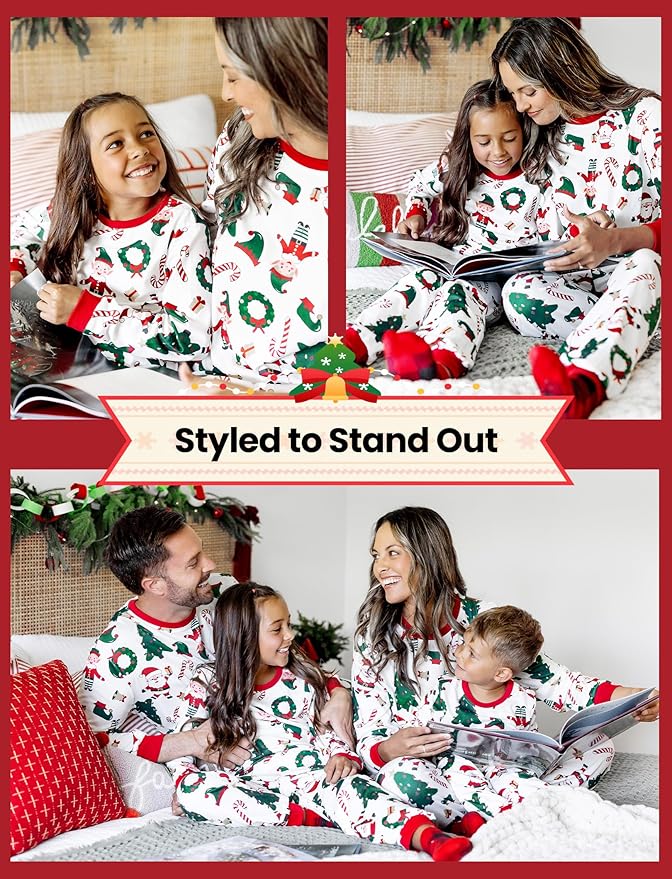 PATPAT Christmas Family Matching Pajama Sets Includes Christmas Socks - Perfect for Family Photos & Holiday Celebrations