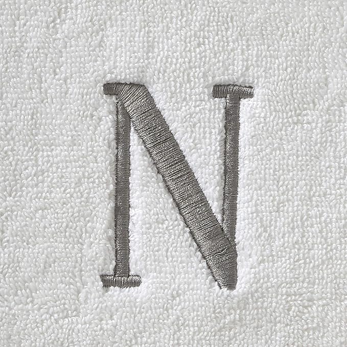 SKL Home Casual Monogram Hand Towel (2-Pack), N, 16x26, White