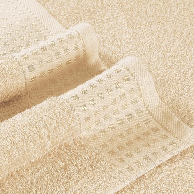 GLAMBURG 100% Cotton 2 Pack Oversized Bath Towel Set 28x55 Inches, Ultra Soft Highly Absorbant Compact Quickdry & Lightweight Large Bath Towels, Ideal for Gym Travel Camp Pool - Ivory