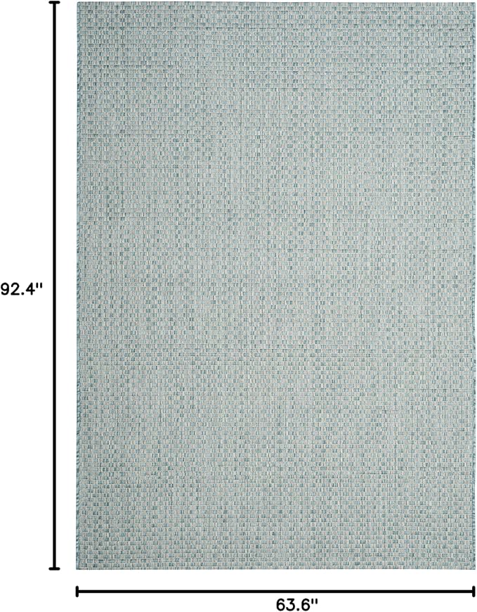 SAFAVIEH Washable Rug Outdoor Courtyard Collection - 5'3" x 7'7", Light Blue & Light Grey, Non-Shedding & Easy Cleaning, Ideal for Patio, Backyard, Mudroom (CY8653-37121)