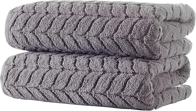Turkish Cotton Ultra-Soft Plush Absorbent Quick Dry Bathroom Towel Set, Made in Turkey (Gray, Bath Sheet)