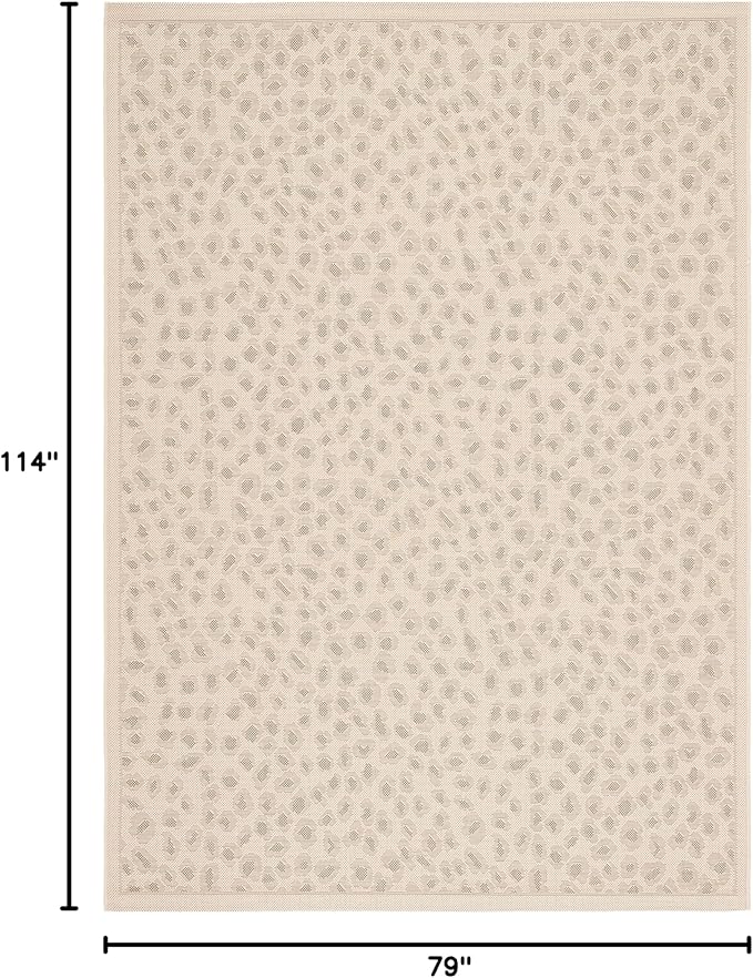 SAFAVIEH Washable Rug Outdoor Courtyard Collection - 6'7" x 9'6", Beige & Gold, Non-Shedding & Easy Cleaning, Ideal for Patio, Backyard, Mudroom (CY6104-23612)