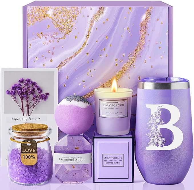 Birthday Gifts for Women, Personalized Gifts for Mom Sister Best Friend Wife Girlfriend, Unique Spa Relaxing Gift Baskets for Women Who Have Everything, Get Well Gifts, Self Care Gifts (B)
