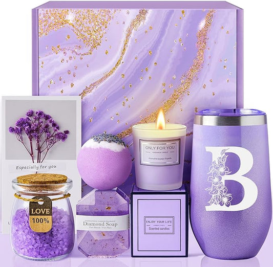 Birthday Gifts for Women, Personalized Gifts for Mom Sister Best Friend Wife Girlfriend, Unique Spa Relaxing Gift Baskets for Women Who Have Everything, Get Well Gifts, Self Care Gifts (B)