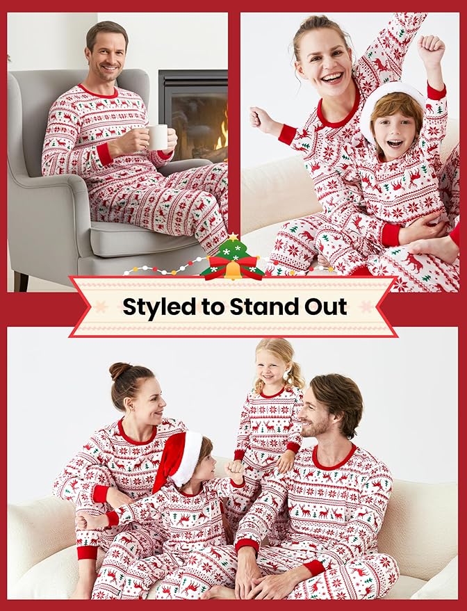 PATPAT Christmas Family Matching Pajama Sets Includes Christmas Socks - Perfect for Family Photos & Holiday Celebrations