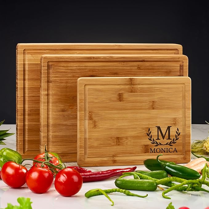 AWESOMETIK Engraved Bamboo Cutting Board – Personalized Charcuterie Board for Brides, Parents, Couples & Special Occasions