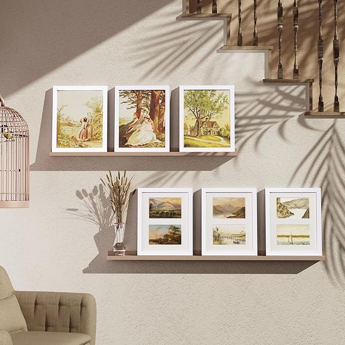 Vittanly 8x10 Collage Picture Frame, Displays 2Pcs 4x6 Pictures with Mat or 1Pcs 8x10 without Mat, Photo Frame for Wall Mounting or Table Top with Stand, White, 1 Pack