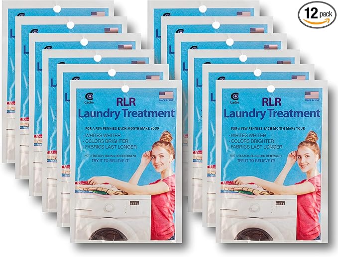 RLR Natural Laundry Detergent Powder – Whitens, Brightens, Refreshes Baby Cloth Diaper Detergent, Musty Towels, Workout Clothes - Non-toxic, Fragrance-Free For Sensitive Skin (Pack of 12)
