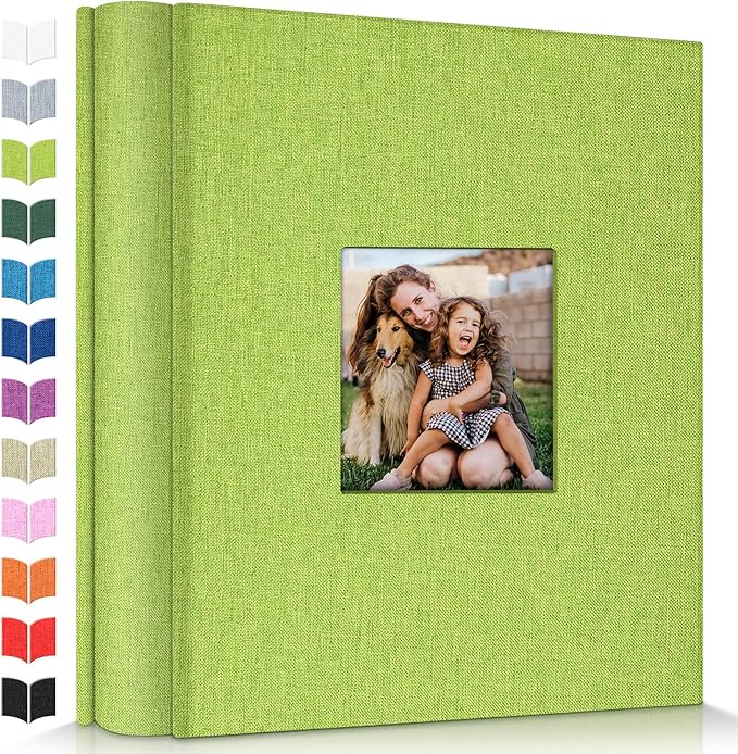 Photo Album 4x6 with 600 Pockets,Slip-in Picture Albums,Linen Cover Memory Book with Front Window,White Page Vertical Photo Book for Wedding,Family,Anniversare,Baby,Vacation