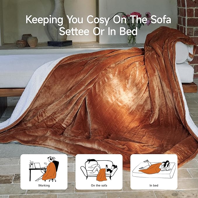 GOTCOZY Heated Blanket King Size - Electric Blanket with Dual Controller, 6 Heating Levels & 10 Hour Auto Off, ETL Certified (100x90 Inch Biscuit)