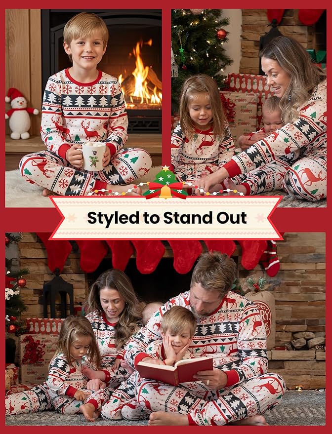 PATPAT Christmas Family Matching Pajama Sets Includes Christmas Socks - Perfect for Family Photos & Holiday Celebrations