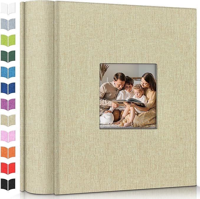 Photo Album 4x6 with 1000 Pockets,Slip-in Picture Albums,Linen Cover Memory Book with Front Window,White Page Vertical Photo Book for Wedding,Family,Anniversare,Baby,Vacation