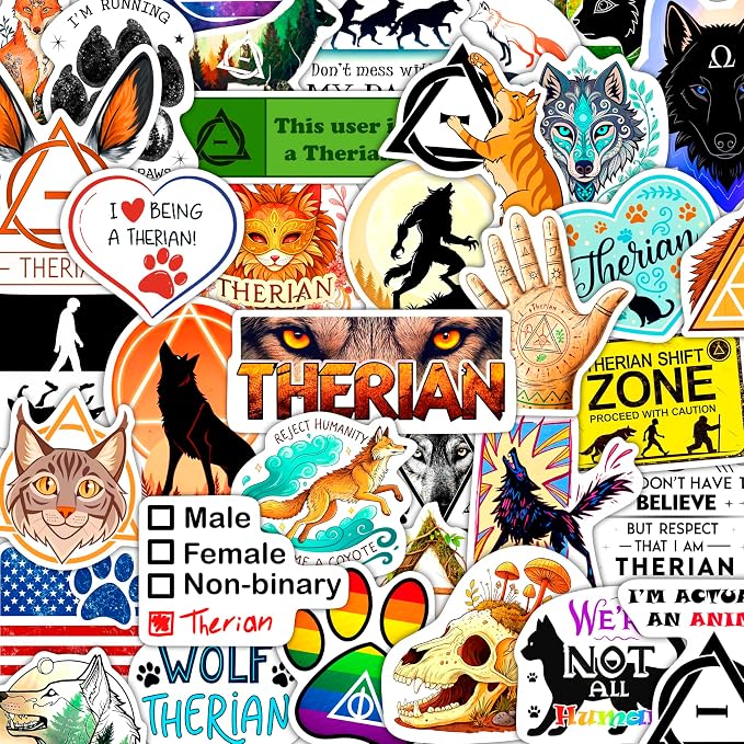 100Pcs Therian Stickers for Water Botttle, Laptop - Therian Gifts, Party Supplies - Gift for Women & Men