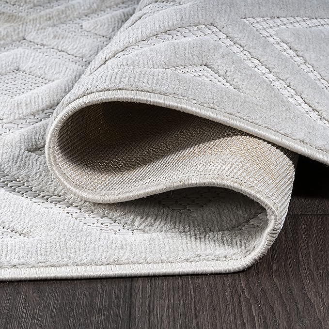 JONATHAN Y Diamond Trellis Indoor Outdoor Runner Rug 2X8 Ivory, Portmany Neutral for Backyard, Patio, Porch, Easy-Cleaning, High Traffic, Pet-Friendly, Non-Shedding (IBZ104D-28)