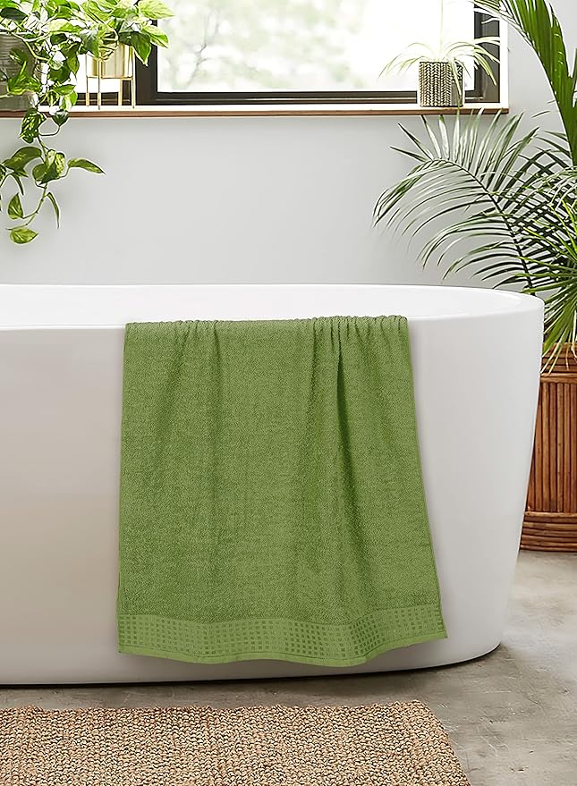 GLAMBURG 100% Cotton 2 Pack Oversized Bath Towel Set 28x55 Inches, Ultra Soft Highly Absorbant Compact Quickdry & Lightweight Large Bath Towels, Ideal for Gym Travel Camp Pool - Kiwi Green