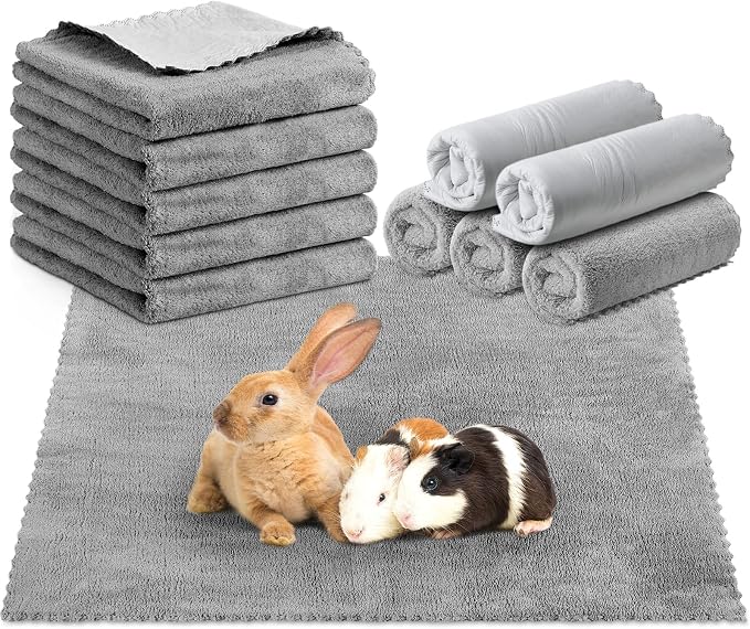SmoothNovelty 5 Pcs Waterproof Guinea Pig Blankets, Gray, 18 x 24 Inch | Soft Coral Fleece, Waterproof Membrane, Absorbent Cage Liner, Reusable Pee Pad, Washable Bedding Mat for Small Animals