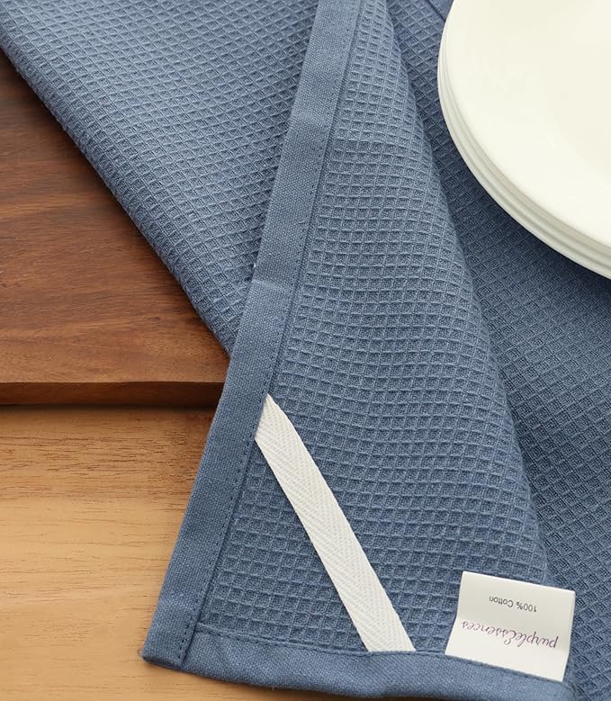 PurpleEssences Waffle Weave Kitchen Towel, 100% Cotton, 15x25 Inch, with Hanging Loop Ultra Soft Absorbent Quick Drying Dish Cloth, Tea and Hand Towels, 6 Pack - Christmas Holiday Winter - Smoky Grey
