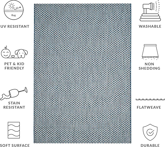 SAFAVIEH Courtyard Collection 8' x 10' Blue/Grey CY8653 Indoor/ Outdoor Patio Backyard Mudroom Area Rug