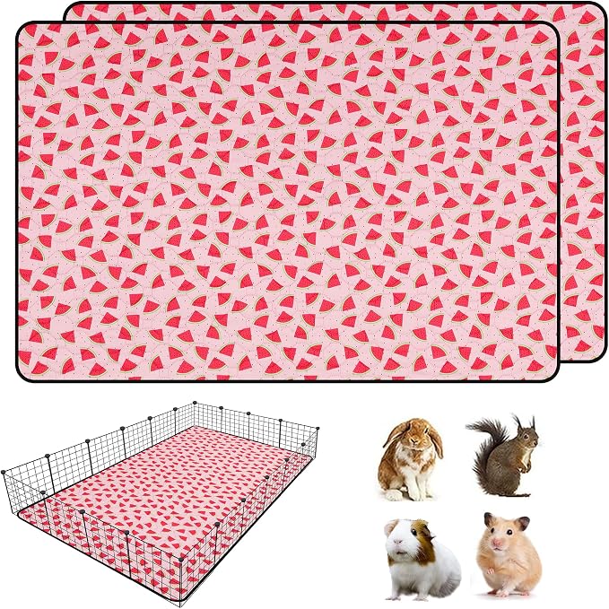 2 PCS Guinea Pig Cage Liner, Reusable Waterproof Guinea Pig Liner, Washable Small Animals Bedding, Super Absorbent Pet Pee Pads Guinea Pig Mats, Rabbit Mats for Cages (48 * 72 inch)