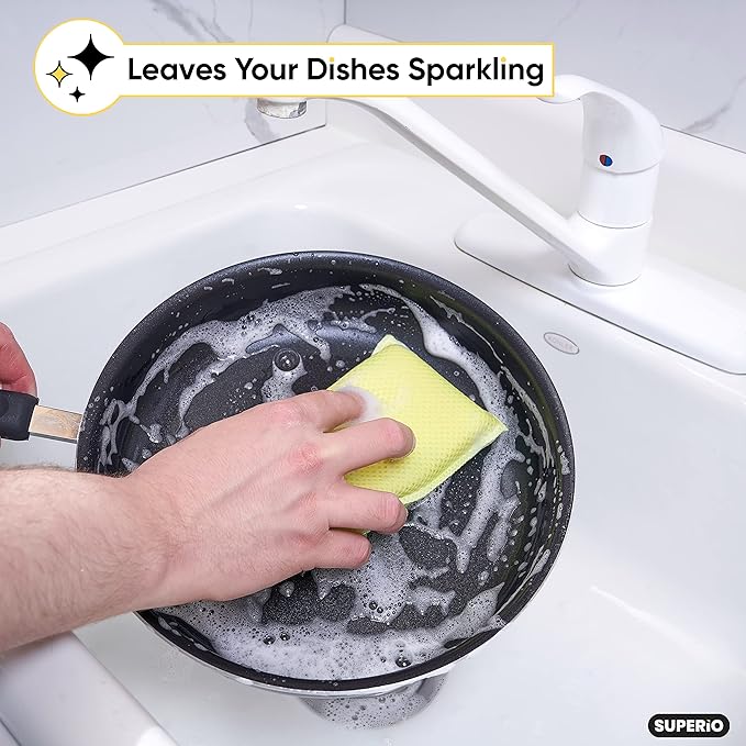 Microfiber Non-Scratch Dish & Kitchen Scrubber Heavy-Duty Household Cleaning Sponges, Multi-Purpose Cleaning Supplies for Dishes and Kitchens Pack of 3