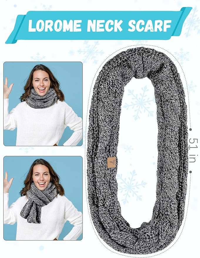 Winter Beanie Hat Scarf Gloves, Warm Fleece Knit Hats Touch Screen Gloves Neck Scarf Set Winter Gifts for Unisex Adult