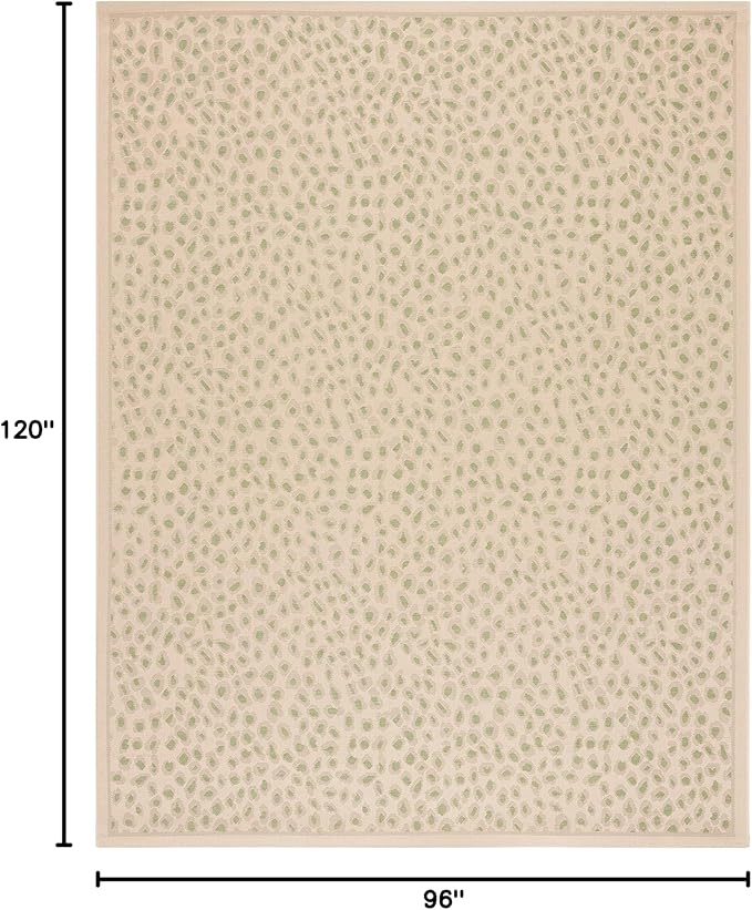 SAFAVIEH Washable Rug Outdoor Courtyard Collection - 8' x 10', Beige & Green, Non-Shedding & Easy Cleaning, Ideal for Patio, Backyard, Mudroom, Dining Space (CY6104-45312)