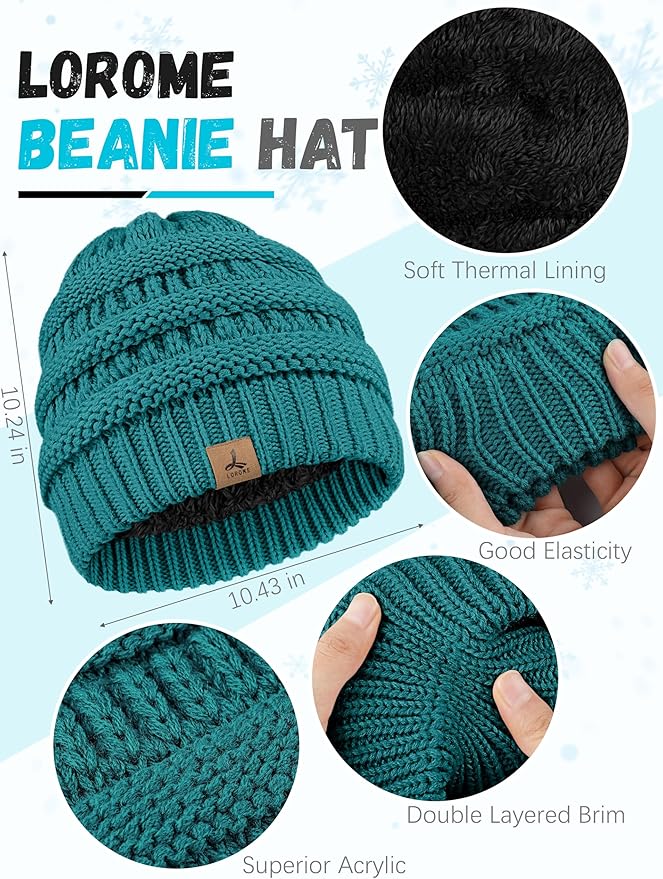 Winter Beanie Hat Scarf Gloves, Warm Fleece Knit Hats Touch Screen Gloves Neck Scarf Set Winter Gifts for Unisex Adult