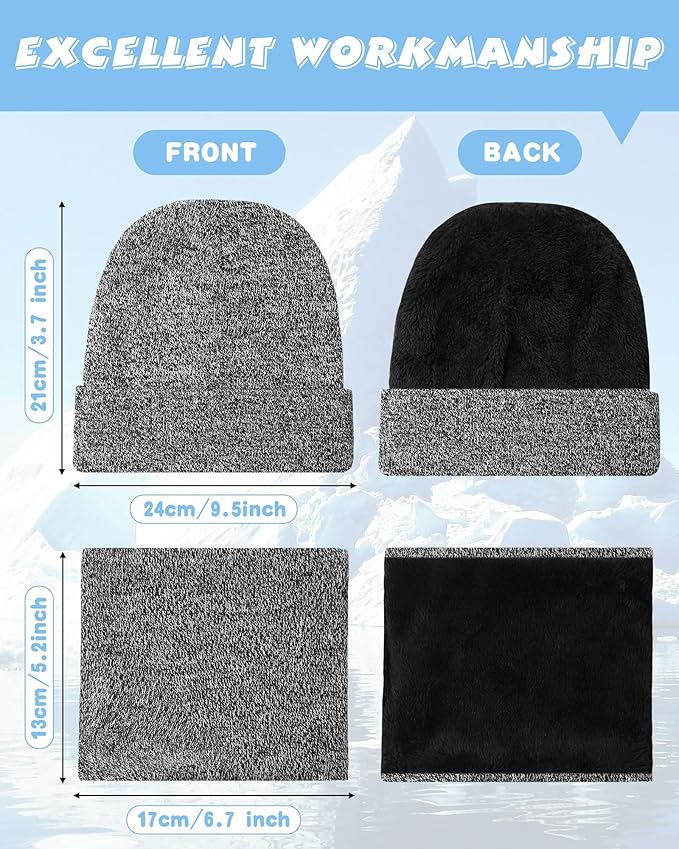 10 Pieces Winter Hat Beanie Scarf Touch Screen Gloves and Sock Set Slouchy Knit Skull Cap Beanies Fleece Lining Neck Warmer