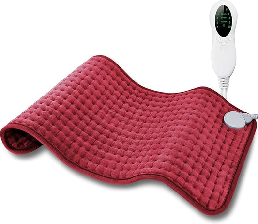 Electric Heating Pad for Period Cramps, LANVA Birthday Gifts for Women Her, Heat Pad for Neck and Shoulders and Back Pain Relief, Machine Washable, ETL Certified, 12"x24", Red