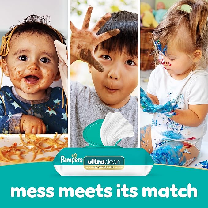 Pampers Ultra Clean Baby Wipes (Previously 'Free & Gentle'), 99% Water, Hypoallergenic, Unscented, 100% Plant Based, Plastic-Free, 624 Baby Wipes Total (8X Flip-Top Packs) [Packaging May Vary]