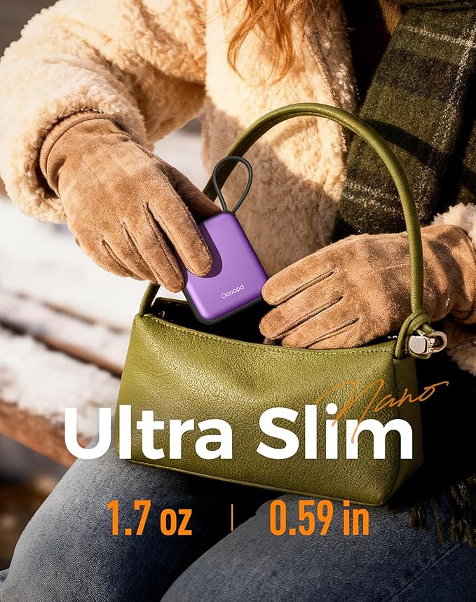 OCOOPA Hand Warmers Rechargeable, Smart Temp Control,100℉ -126℉, UL Safe, 7H*2 Long Battery, Small Palm-Sized Slim Fits Gloves, Purse, Camping, Travel, Cold Hands Gifts Women,UT5 Nano