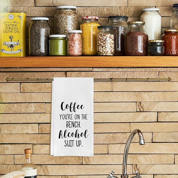 Coffee Kitchen Dish Towels - Sarcastic Coffee Bar Towels, 16 X 24 Inches (Chenille)
