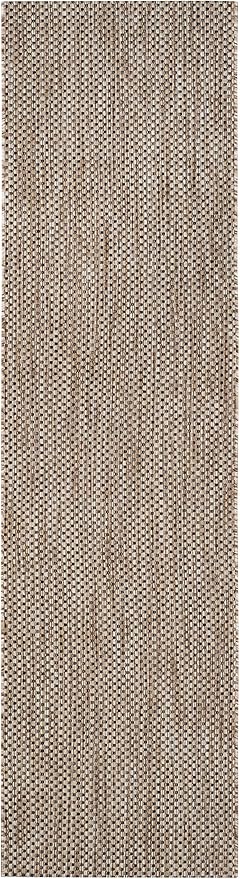 SAFAVIEH Washable Rug Outdoor Courtyard Collection - 2'3" x 14' Runner, Natural & Black, Non-Shedding & Easy Cleaning, Ideal for Patio, Entryway, Mudroom, Hallway, Kitchen (CY8521-37312)