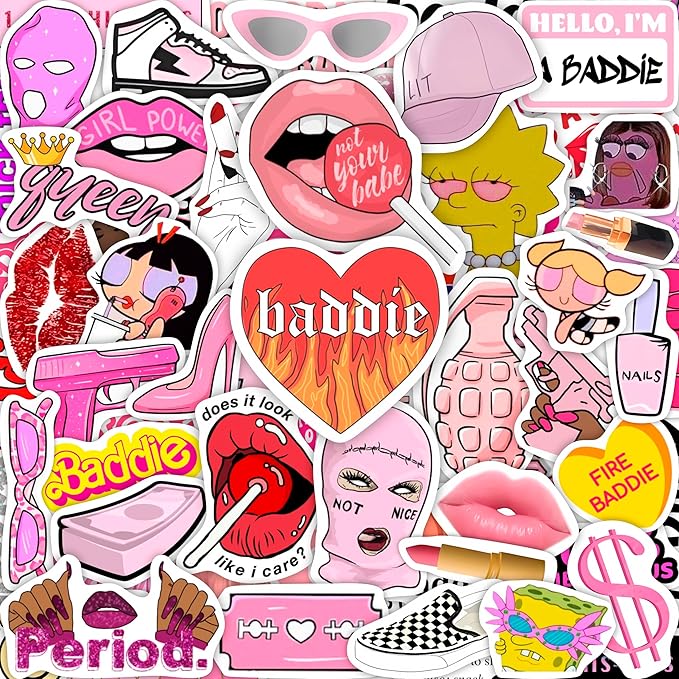 BulbaCraft Baddie Stickers and Laptop Decals — Baddie Party Decorations, Aesthetic Slay Stickers for Water Bottles, Gifts for Women & Men