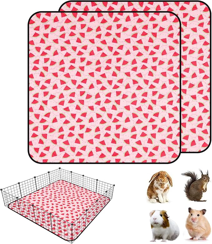 2 PCS Guinea Pig Cage Liner, Reusable Waterproof Guinea Pig Liner, Washable Small Animals Bedding, Super Absorbent Pet Pee Pads Guinea Pig Mats, Rabbit Mats for Cages (48 * 48 inch)